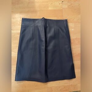 VTG JOHN MICHAEL blue Leather Skirt Size 10 Women A-line Knee Length Casual E22